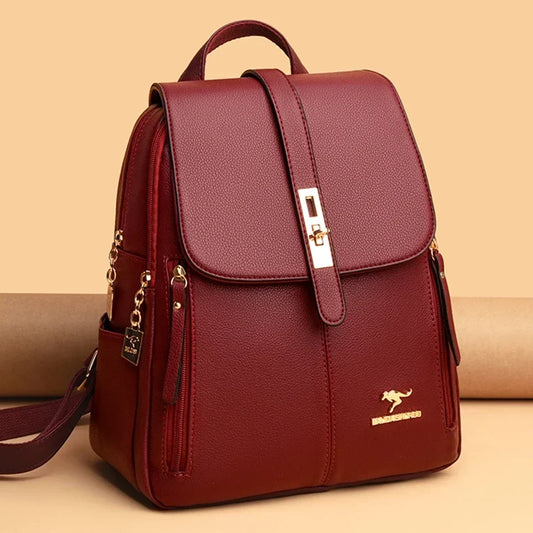 Women Leather School Bookbag