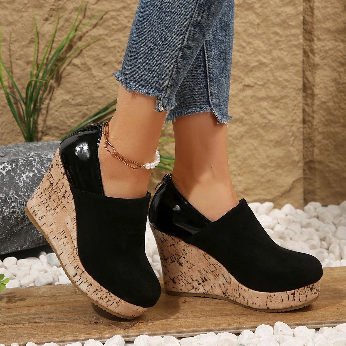 Faux Suede Platform Sneakers