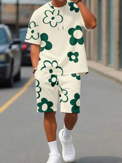 Printed Round Neck T-Shirt Set