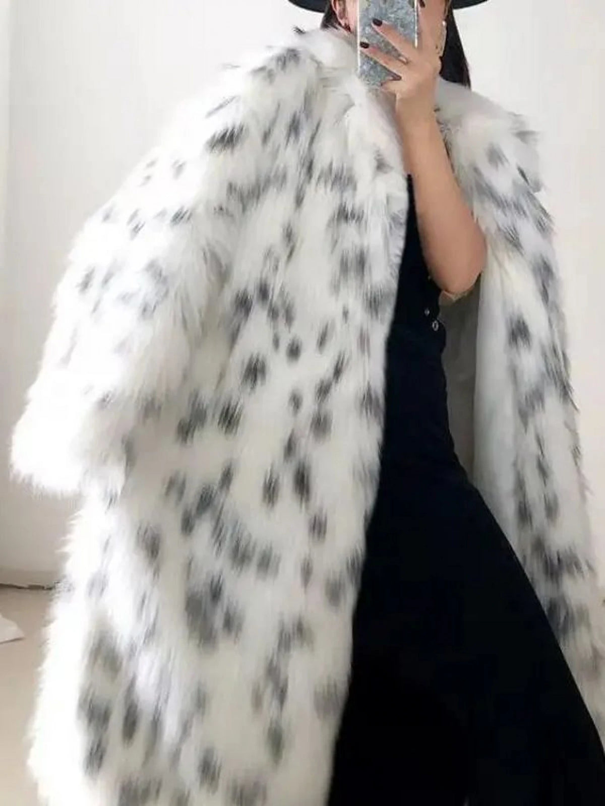 Long Leopard Faux Fur Coat