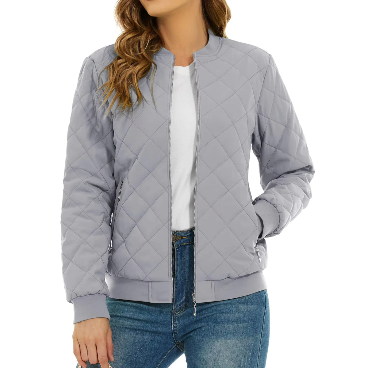 Diamond Quilted Bomber Jacket