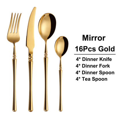 Metal Gold Cutlery Set Tableware