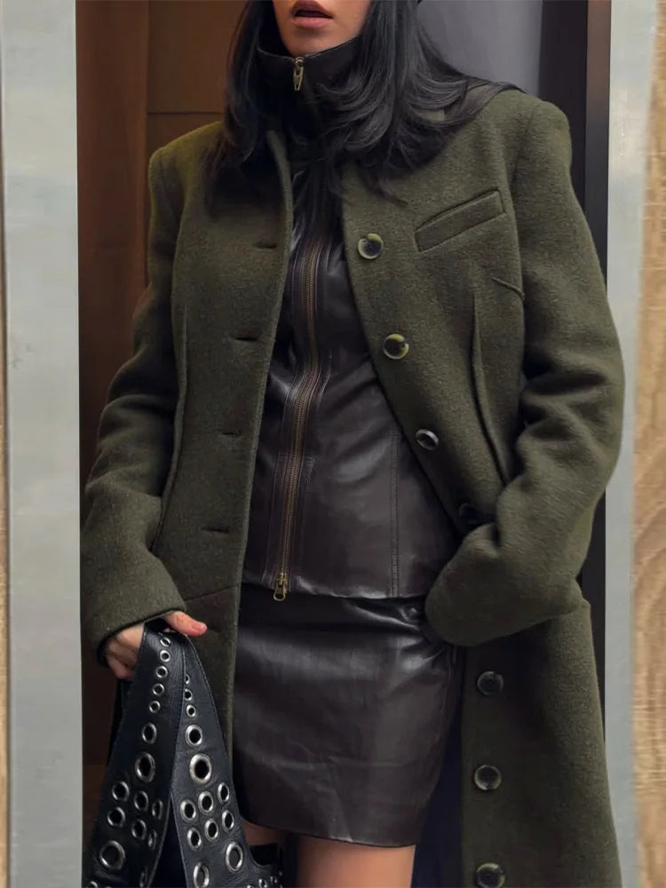 Faux Wool Maxi Overcoat