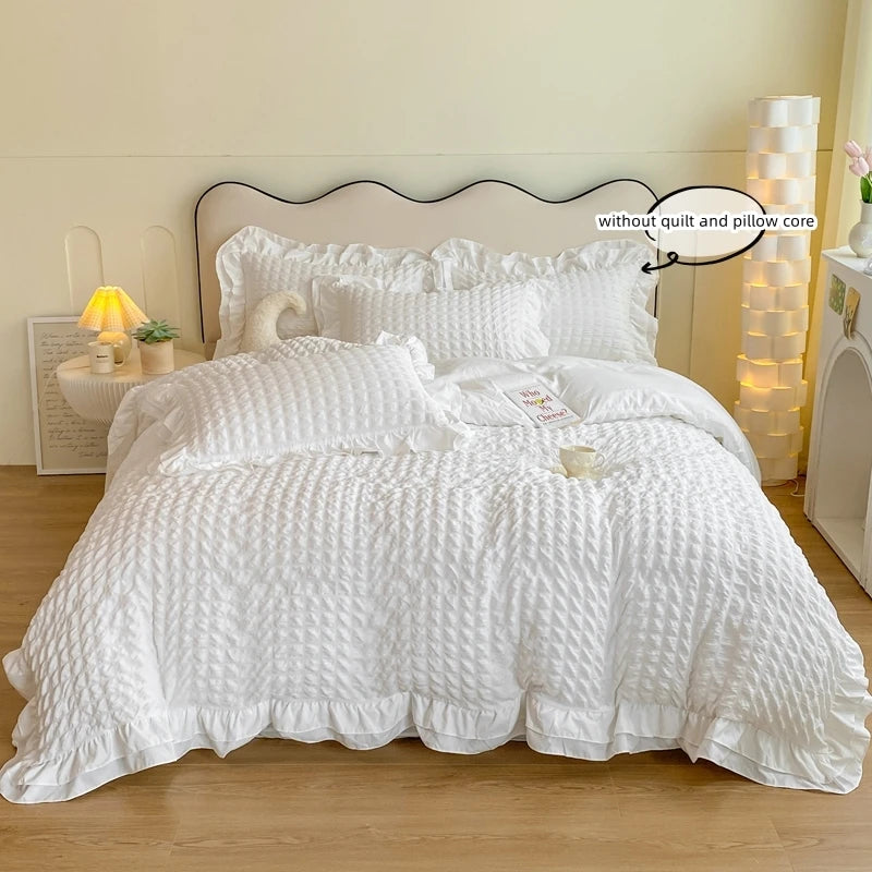 Korean Lace Seersucker Bedding Set