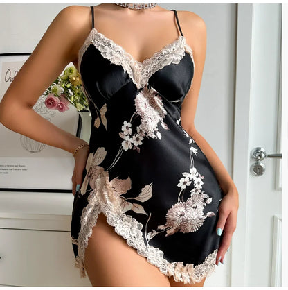 Lace Trim Leopard Nightdress