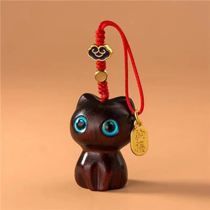 Sandalwood Wooden Cat Keychain Anime