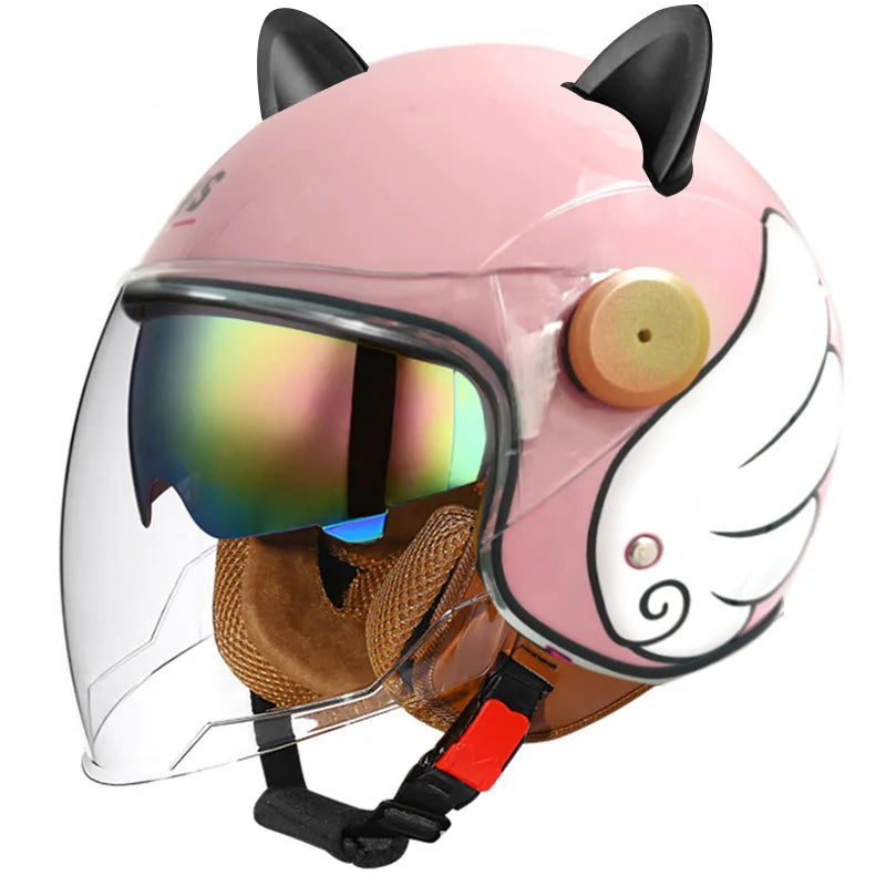 Retro Half-Face Cat-Ear Helmet