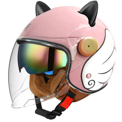 Retro Half-Face Cat-Ear Helmet