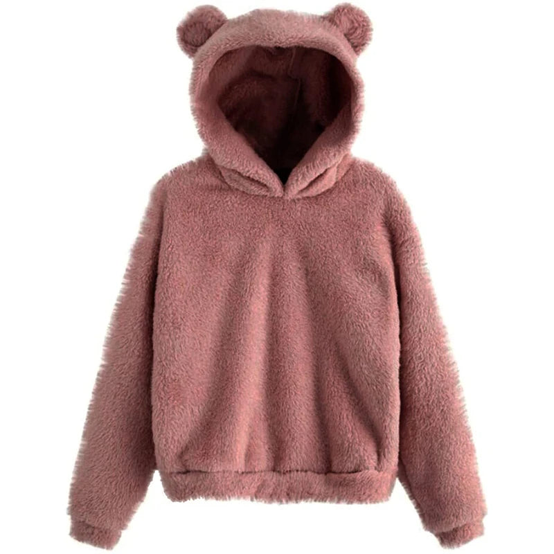 Bear Ear Fluffy Pullover Hoodie