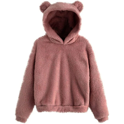 Bear Ear Fluffy Pullover Hoodie