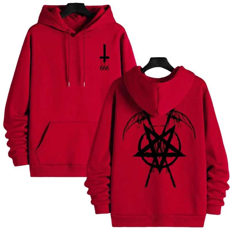 Pentagram Print Hooded Sweatshirt