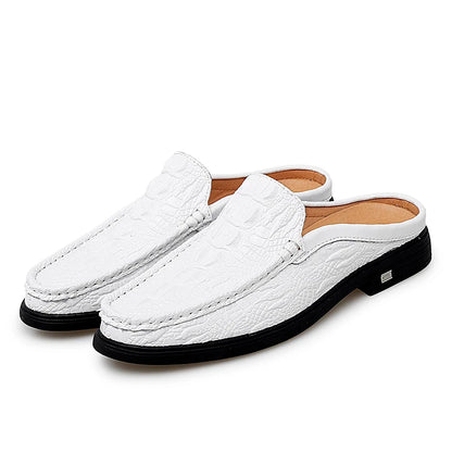 Black Half Shoes Leather Mules