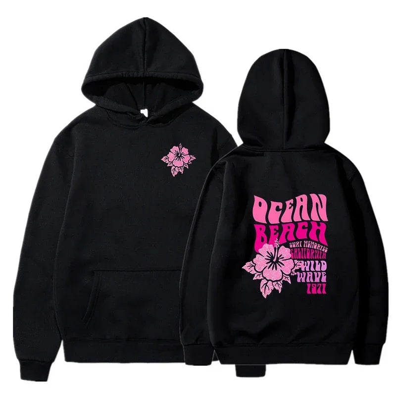 Flower Slogan Pullover Hoodie