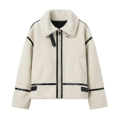 Contrast Plush Zip Jacket