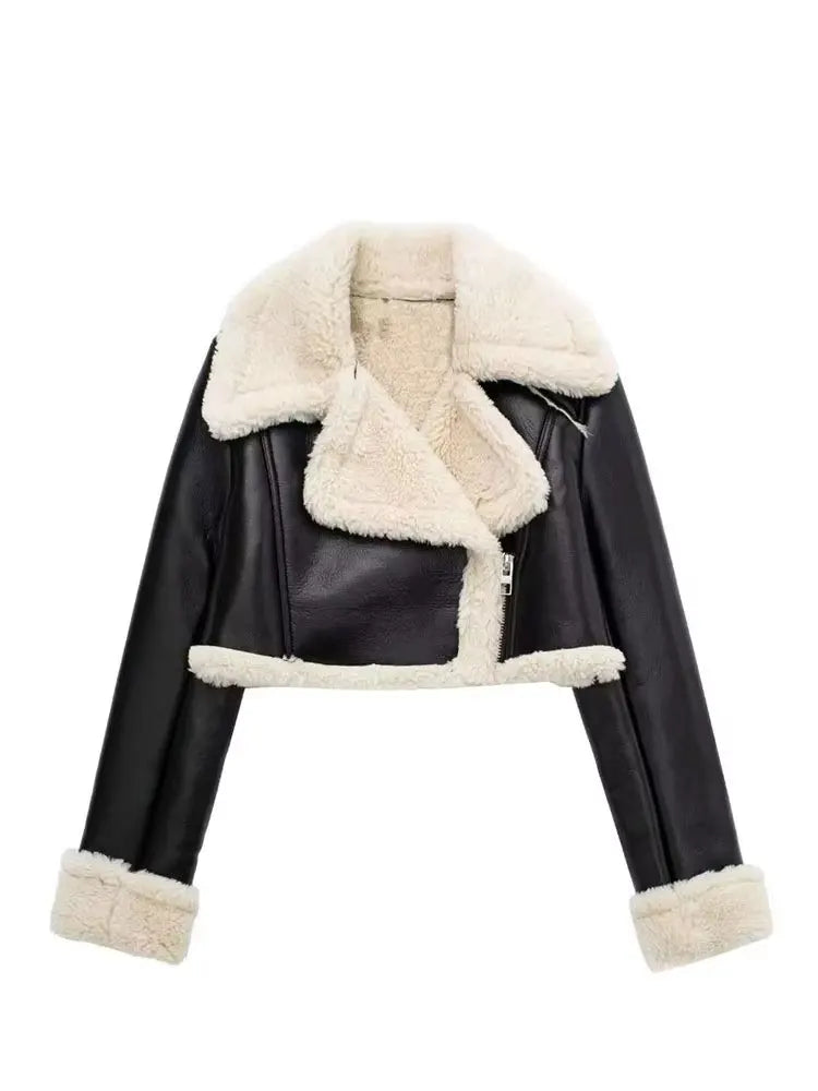 Short Faux Leather Zip Jacket