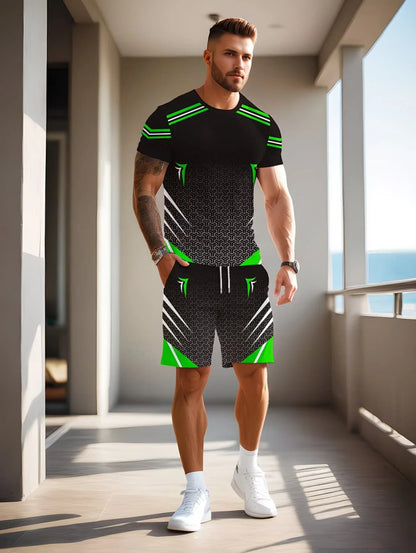 Irregular 3D Print T-Shirt Set