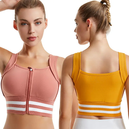 Zipper Front Closure Sports Bra