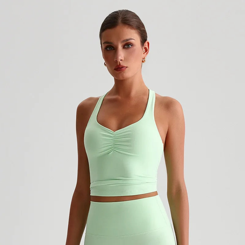 Cross-Back Padded Tank Bra