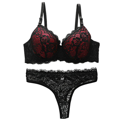 Leopard Lace Plunge Bra Set
