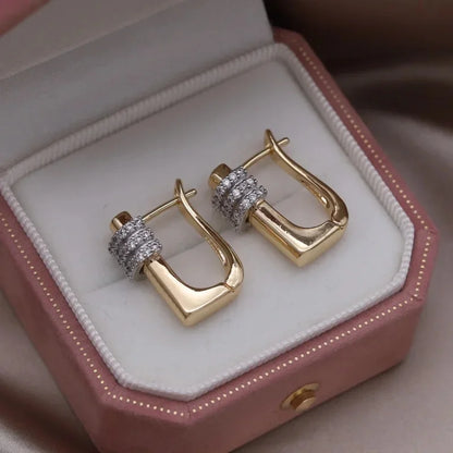 Two-Tone Zircon Ball Hoop Earrings