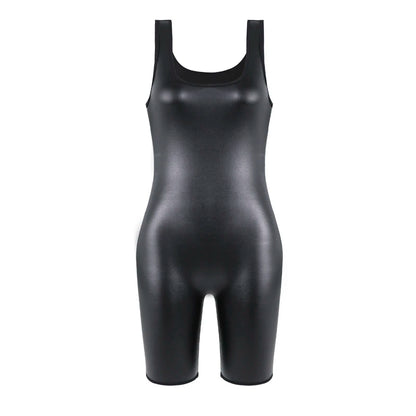Faux Leather Shaping Bodysuit