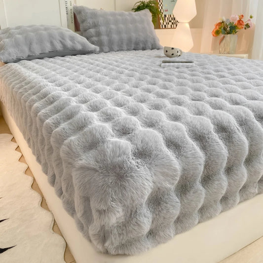Plush Rabbit Fleece Bed Sheet