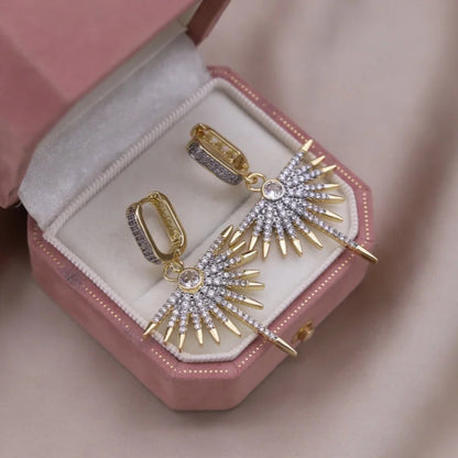 Two-Tone Zircon Ball Hoop Earrings