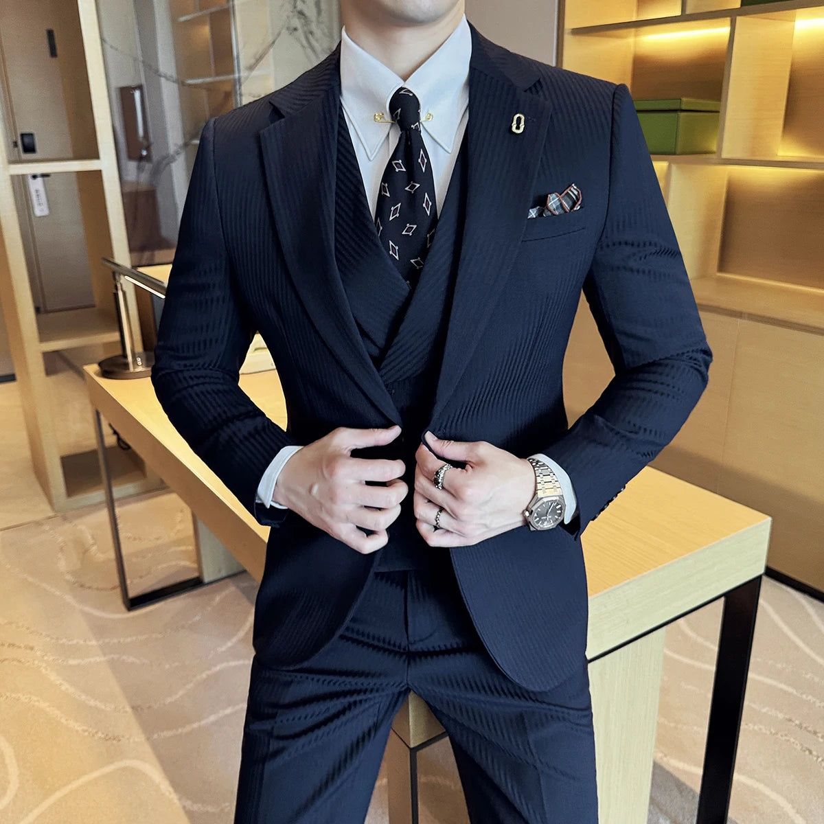 Jackets Pants Vest Stripe Suit