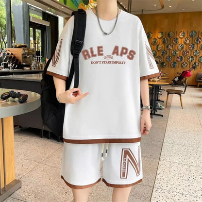 Letter Print T-Shirt Shorts Set