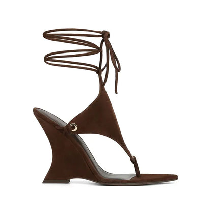 Chunky Wedge Lace-Up Sandals