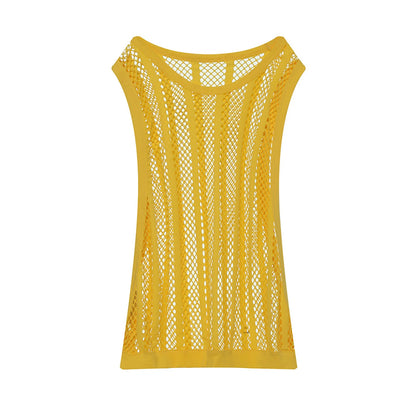 Mesh Fishnet Sleeveless Tank Top