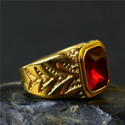 Square Red Zirconia Ring