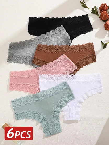 Lace Cotton Brazilian Panty Set