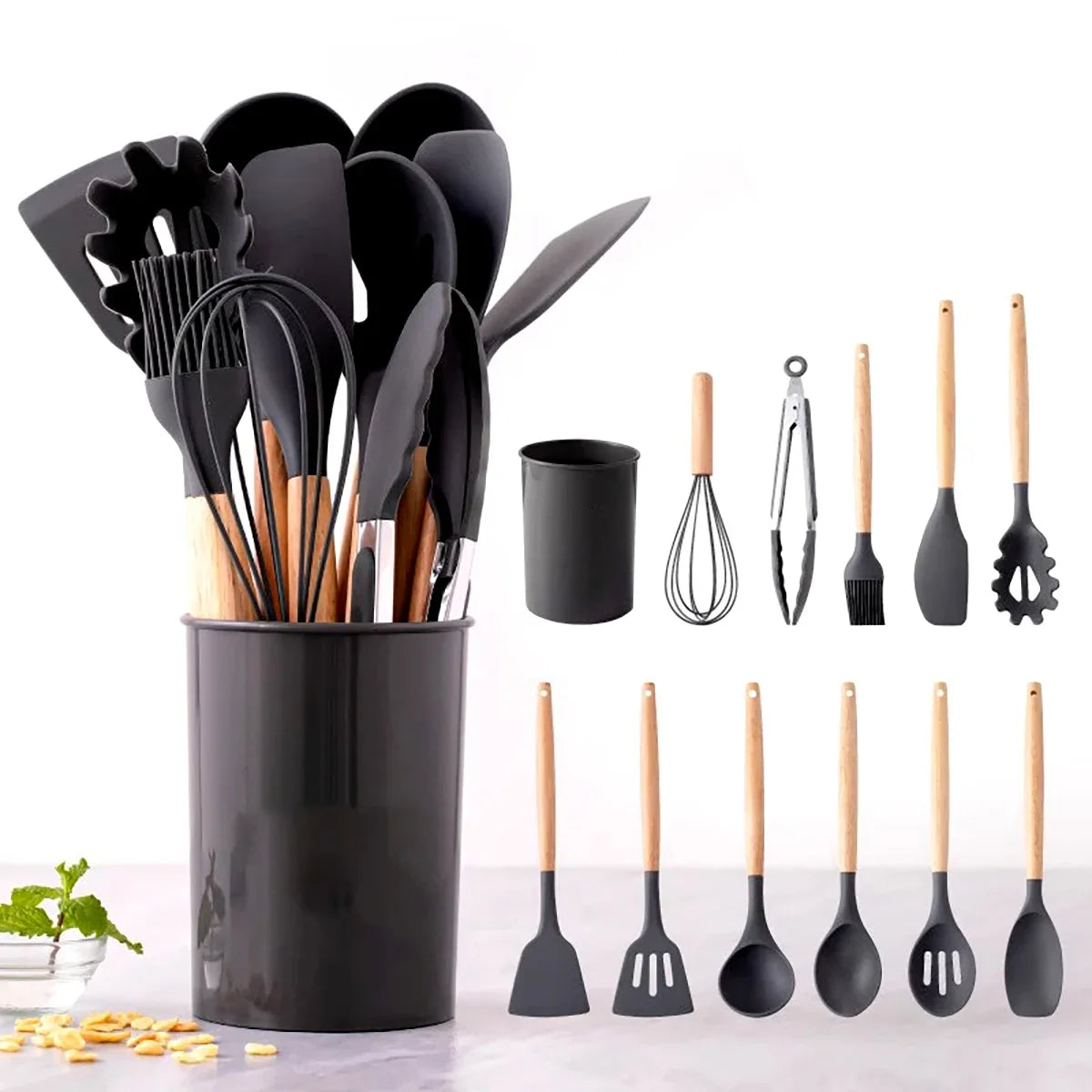 12Pcs Silicone Kitchen Spoon Set