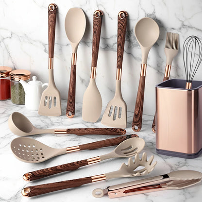 Silicone Khaki Utensils Set For Kitchen