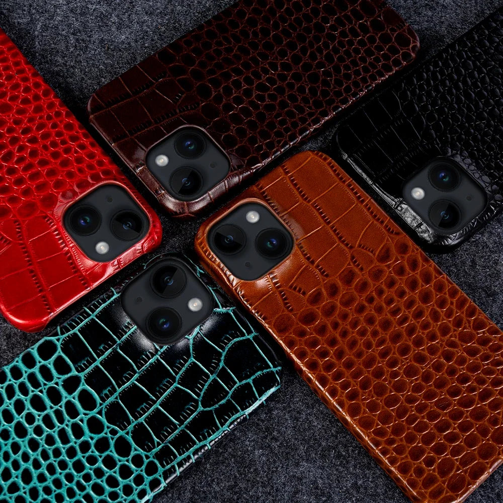 Crocodile Leather Case for iPhone 17 Pro Max | 17 Pro | 16 Pro Max | 16 Pro | 15 Pro Max | 15 Pro | 14 Pro Max | 14 Pro | 13 Pro Max | 12 Pro Max | 11 Pro Max