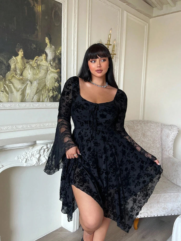 Square Collar A-Line Dress