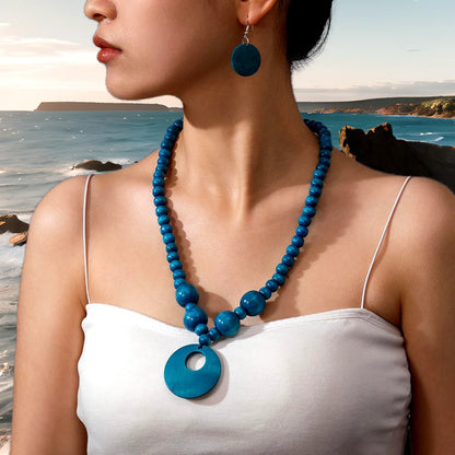 Bohemian Wooden Bead Jewelry Set