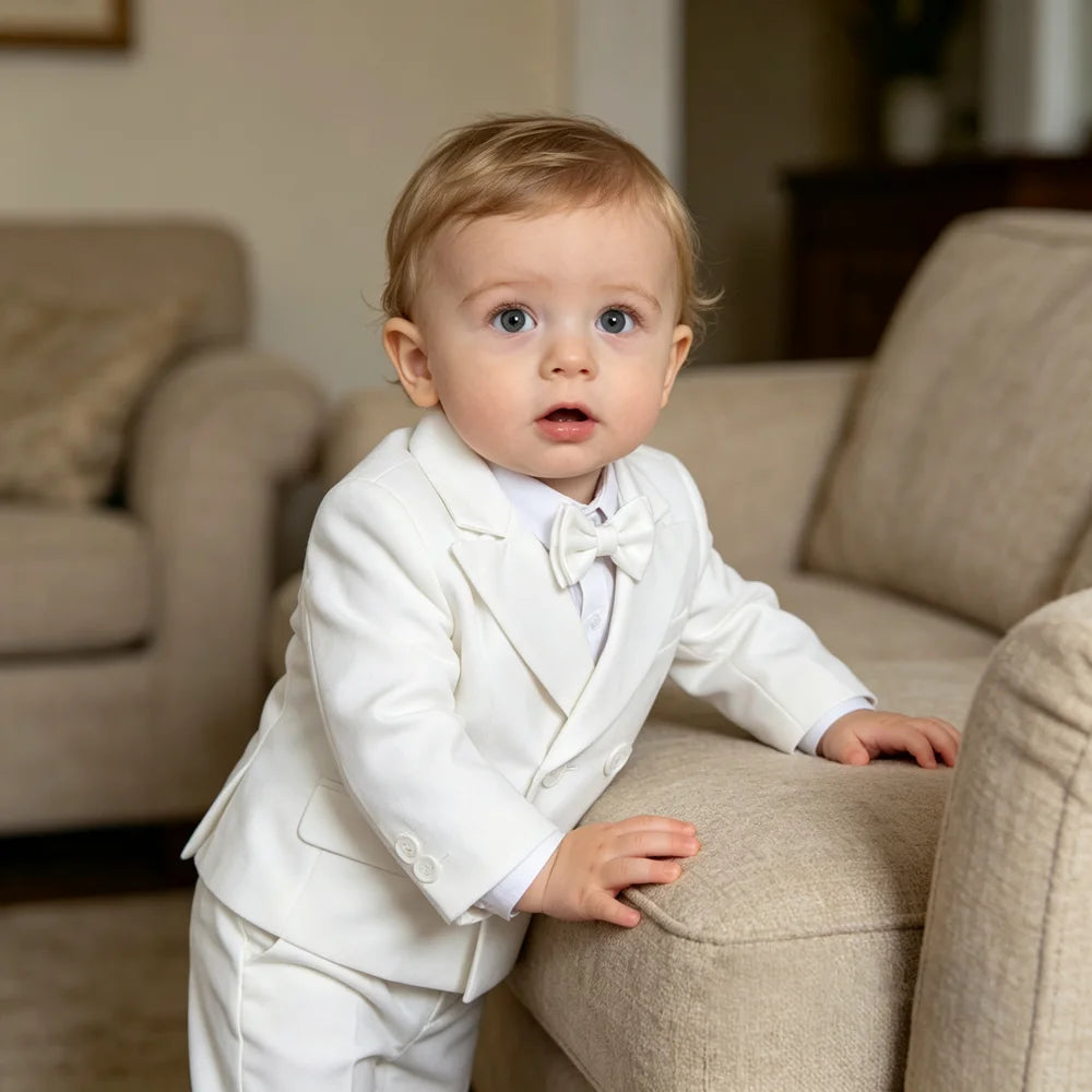 White Blazer and Suspender Pants Set