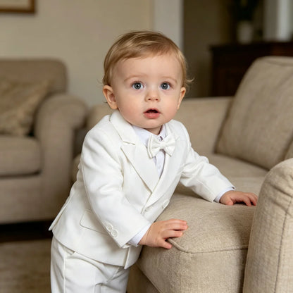 White Blazer and Suspender Pants Set