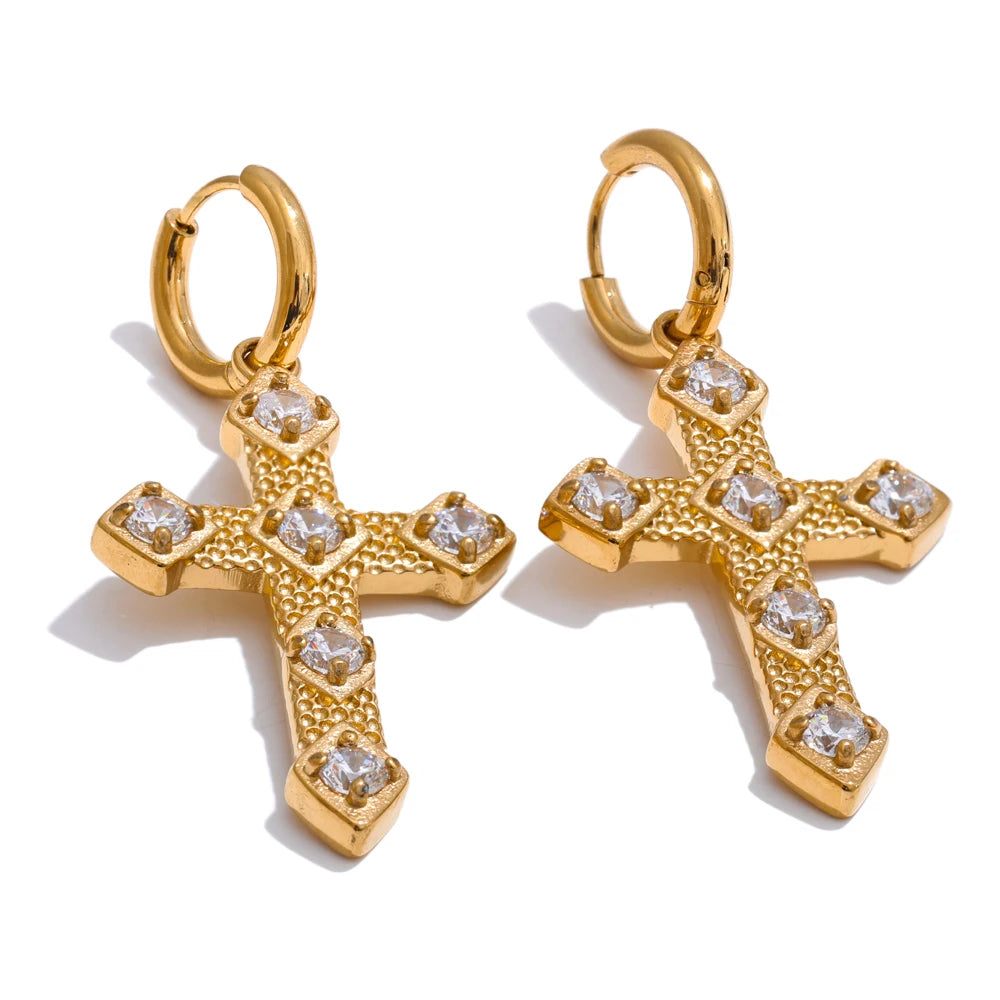 Cross Hoop Earrings