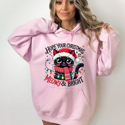 Christmas Cat Print Hoodie