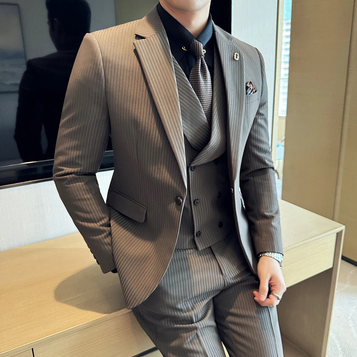 Jackets Pants Vest Stripe Suit