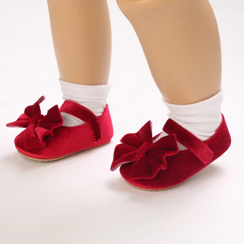 Flannelette Bow Baby Flats