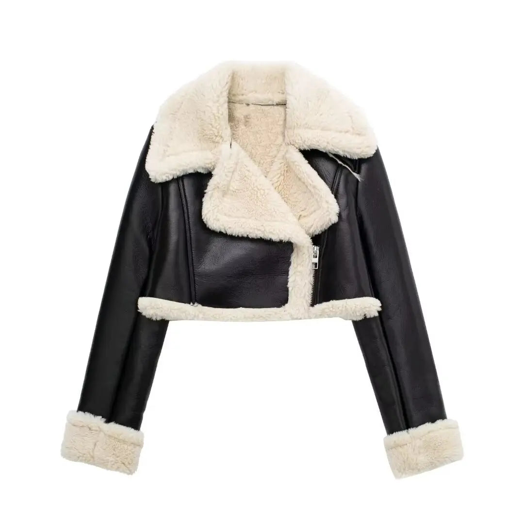 Short Faux Leather Zip Jacket