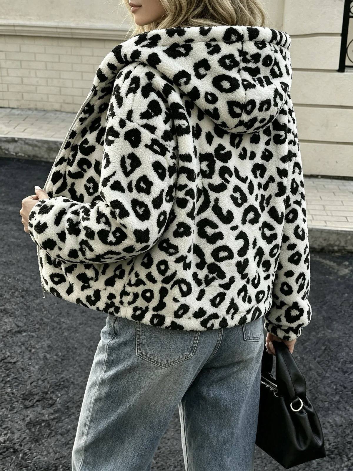 Hooded Leopard Zip Jacket