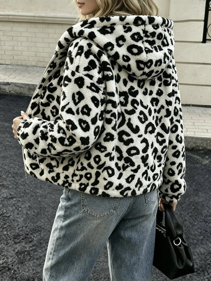 Hooded Leopard Zip Jacket