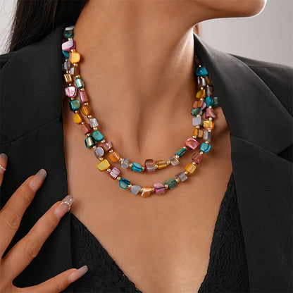 Colorful Geometric Statement Necklace