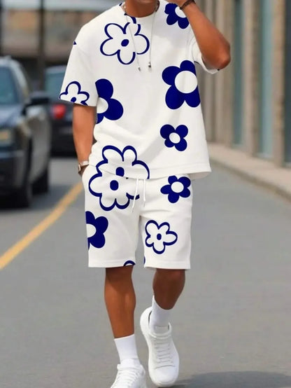Printed Round Neck T-Shirt Set