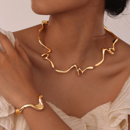 Punk Wave Cuff Neckalce